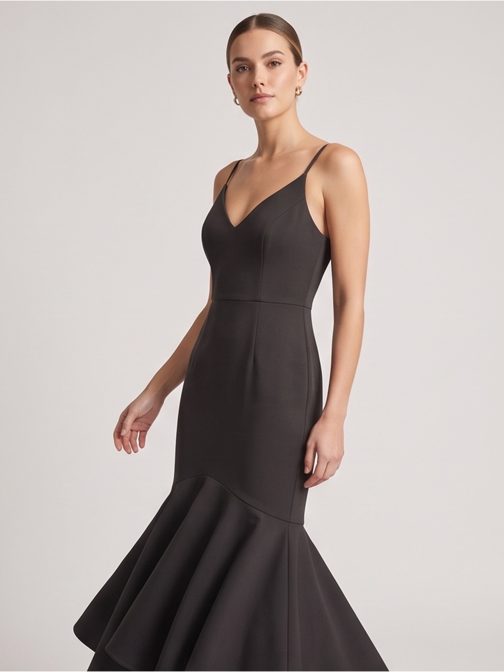 Xscape Black V-Neck Mermaid Gown